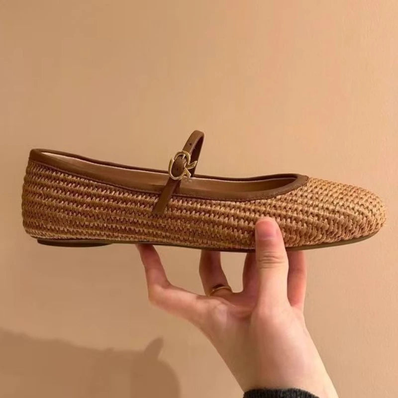 Spring Summer 2025 Shoes Weaving Hollow Out Design Sandals Square Toe