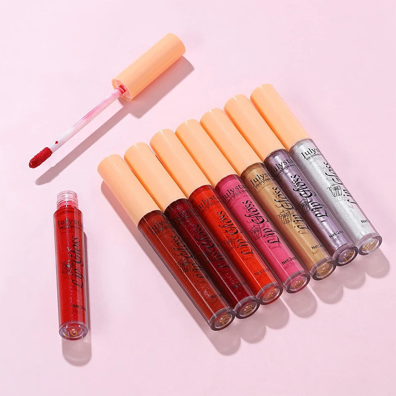 8 Color Glitter Lip Glaze Water Light Mirror Pearlescent Lip Gloss Moisturizing Shimmer Liquid Lipstick Long Lasting Lip Makeup Zpaxo