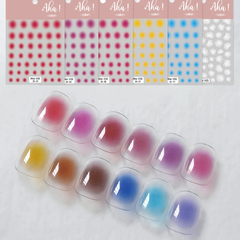 Colorful Transparent Gradient Nail Stickers Different Size Combinations Self-adhesive High Quality Nail Stickers Nail Art Deco Zpaxo