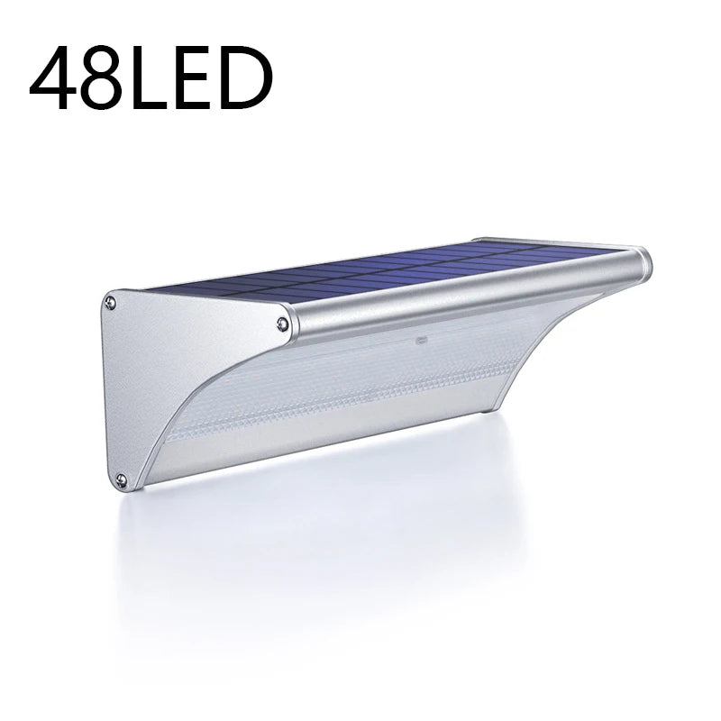 Outdoor Solar Wall Flood Lights Motion Sensor Waterproof Aluminum Zpaxo 48LED-Silver White China Mainland