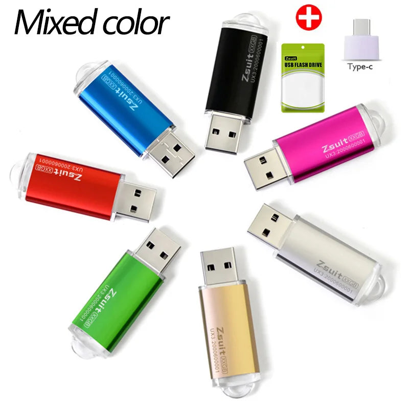 Zsuit Free Custom 10PCS USB Flash Drives 2GB Pen Drive 4GB 8GB 16GB Usb Pendrive Memory Stick Gifts 32GB 64GB Waterproof U Disk Zpaxo 2GB Random color mixing