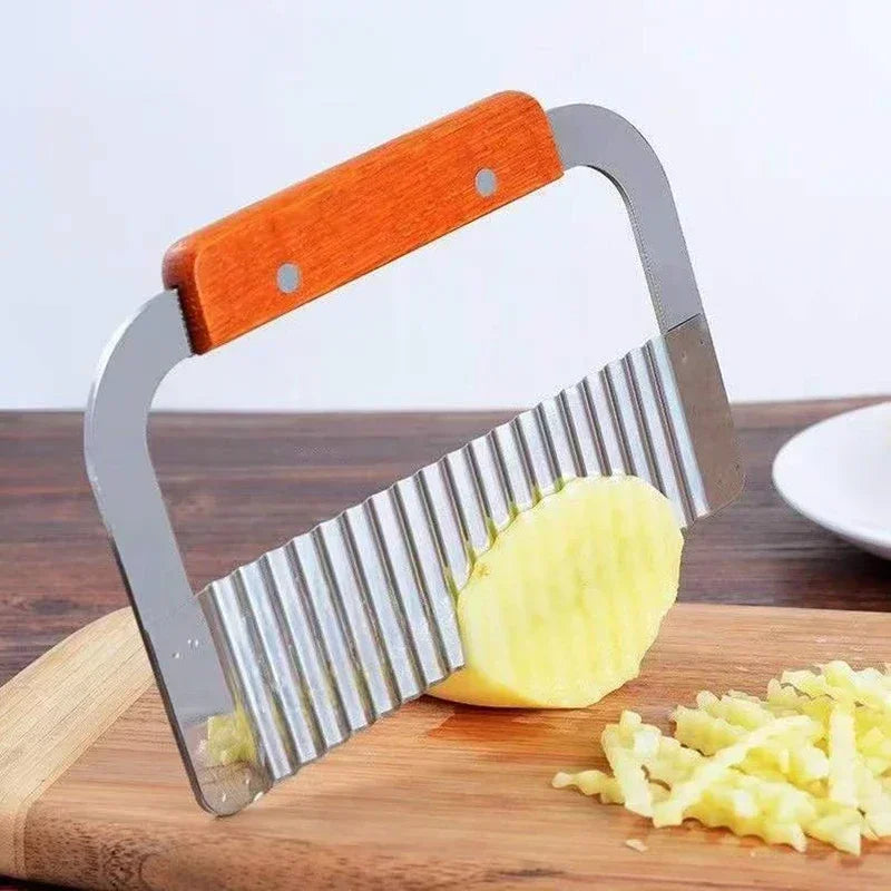 Crinkle Cut Wavy Slicer – Stainless Steel Potato & Veggie Cutter Crinkle Cut Slicer Zpaxo