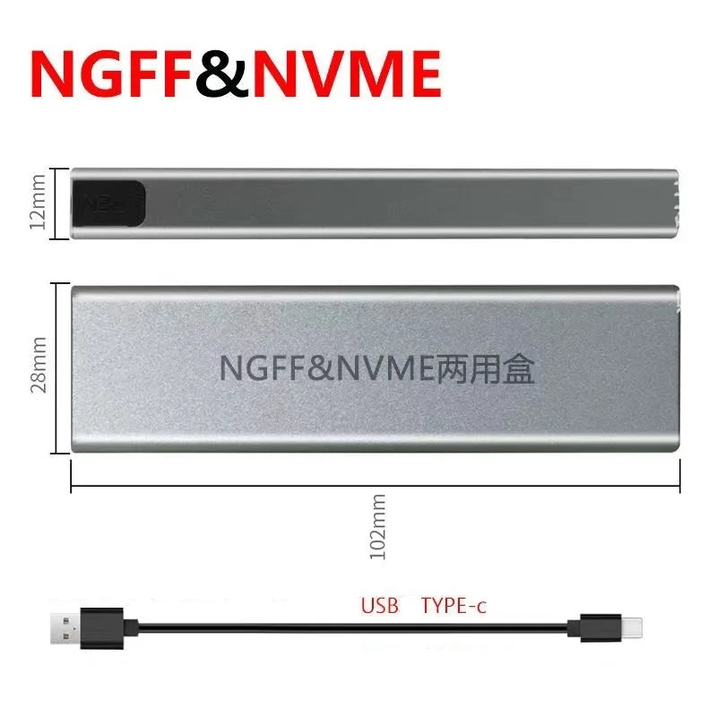 M2 SSD Case NVME Enclosure M.2 to USB 3.1 SSD Adapter w/OTG for NVME PCIE NGFF SATA M/B Key 2230/2242/2260/2280 Dual Protocol Zpaxo