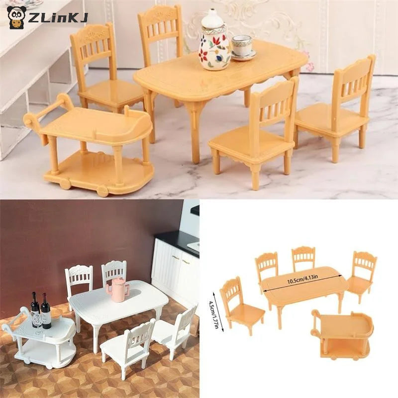1 12 Dollhouse Miniature Plastic Food Cart Table Chair Model Zpaxo