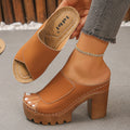 Trend Women Sandals Designer Lightweight Shoes Women Open-Toe High-Heel Slippers Summer New Fashion Outdoor Wear Slip-On Shoes Zpaxo Brown 41