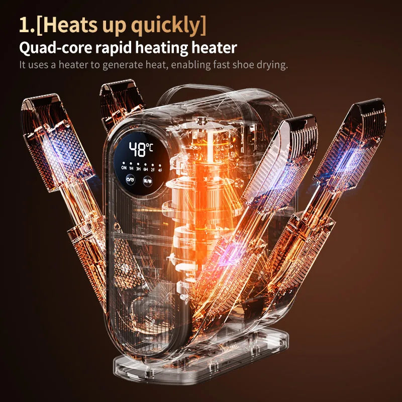 Six-Arm Foldable Shoe Dryer Electric Shoe and Boot Dryer Timing Control Household Shoe Warmer Portable Heater For Socks Boots Zpaxo