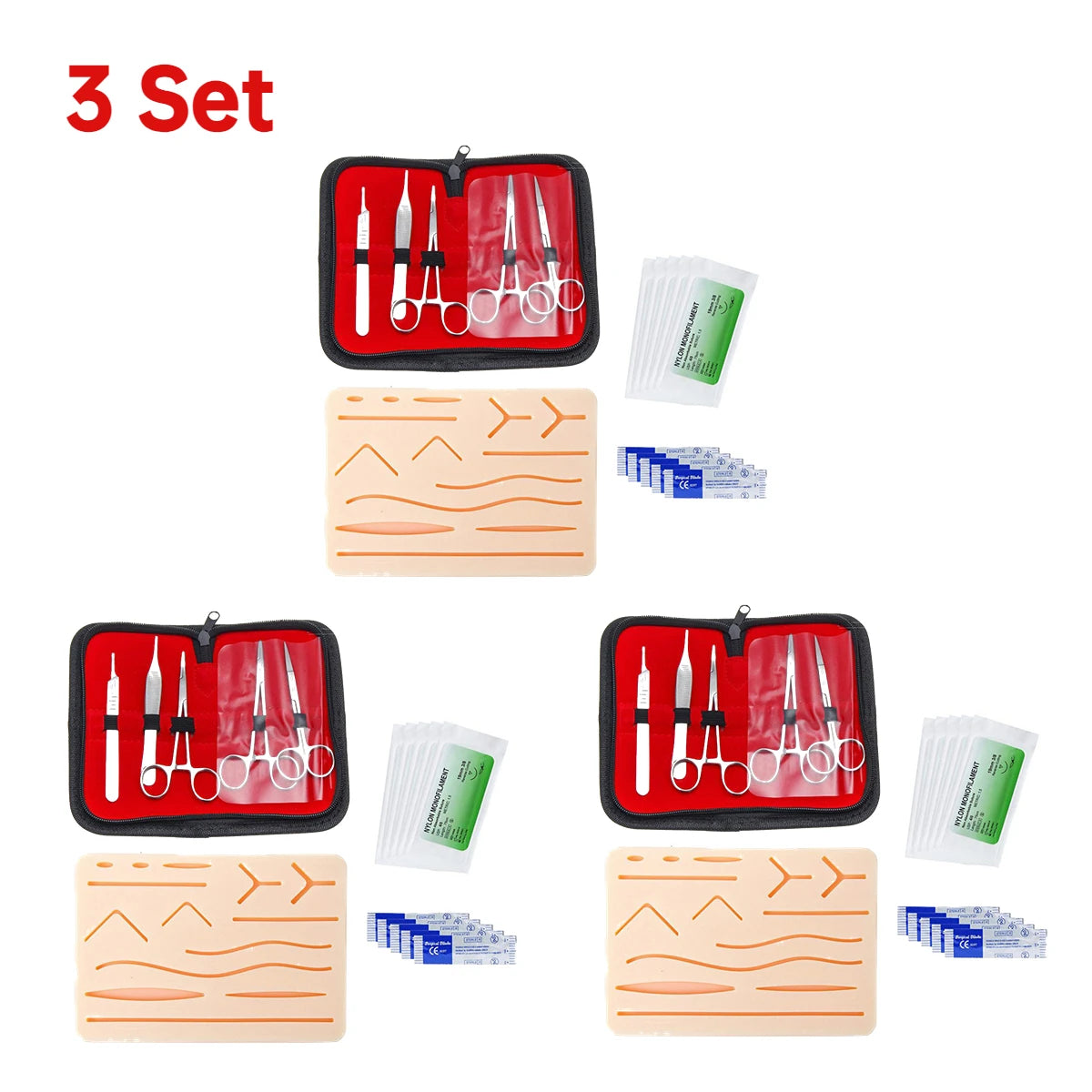 4-1set Simulation Wounds Suture Training Pads Human Traumatic Skin Model kit for Medical Student Suture Laboratory Equipments Zpaxo 3Set