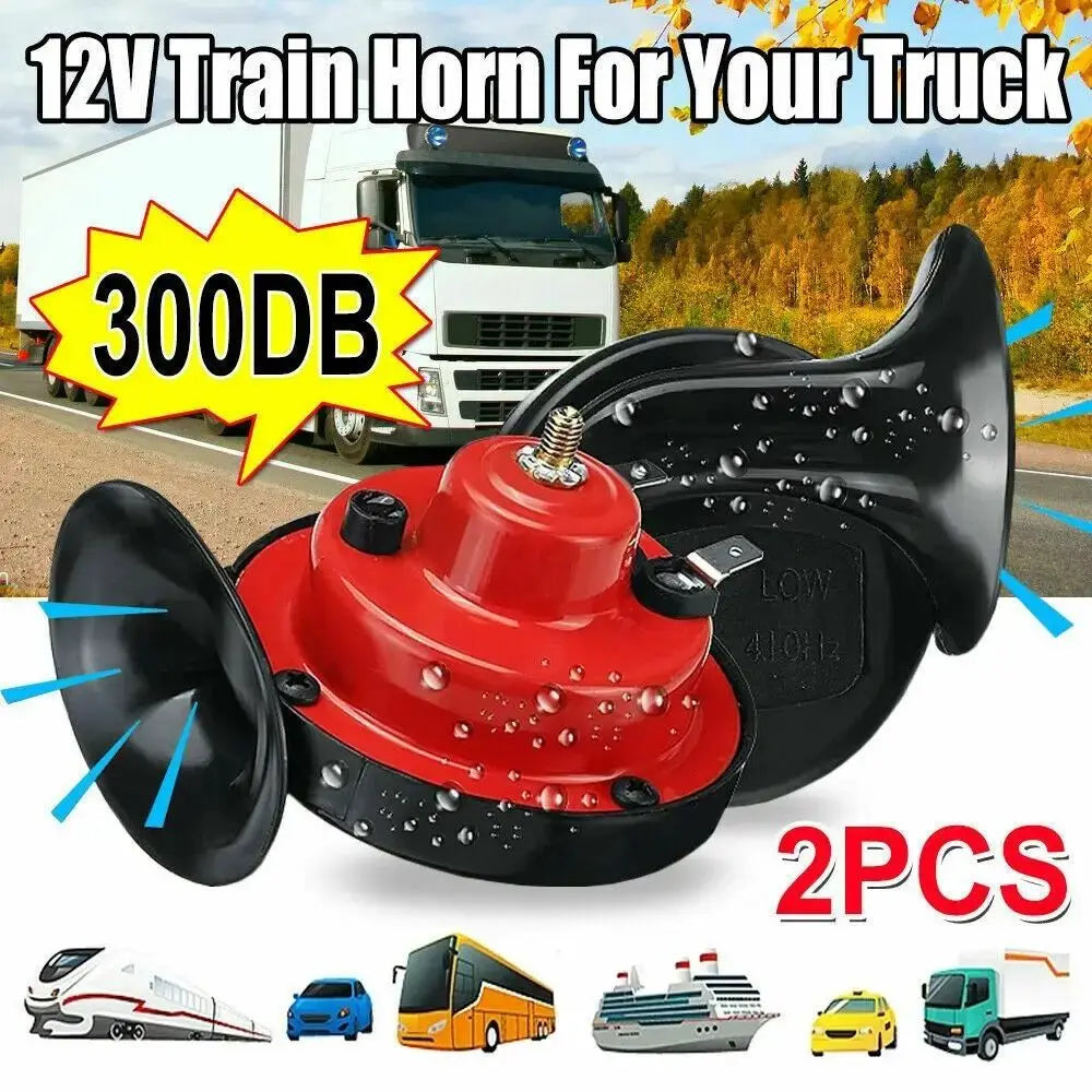 12V 24V Loud Car Horn 300DB Waterproof Electric Snail Train Red Air Zpaxo 12V