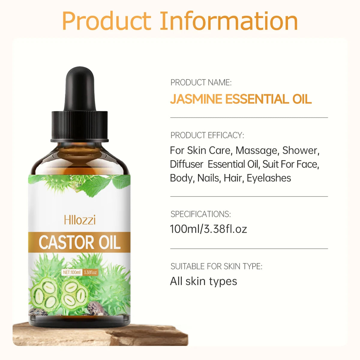 100ml/30ml castor oil pure essential oil skin care hair care can make hair smoother aromatherapy aromatherapy essential oil Zpaxo