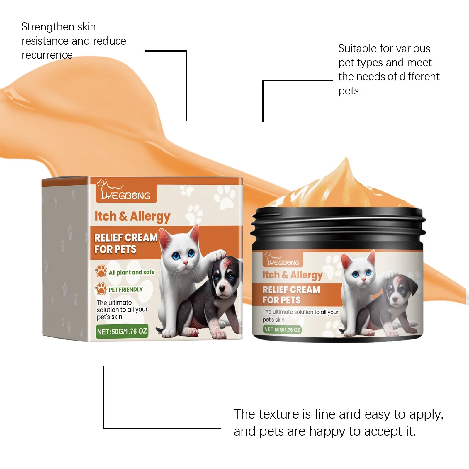 Yegbong New Pet Antiitch Antiallergic Cream Antipruritic Skin Soothing Recovery Care Restoring Repairing Herbal Nourishing Cream Zpaxo