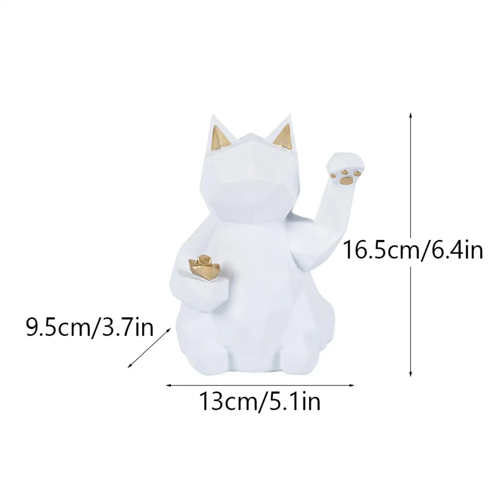 Luck Cat Geometric Resin Waving Desk Fortune Decor Home Office