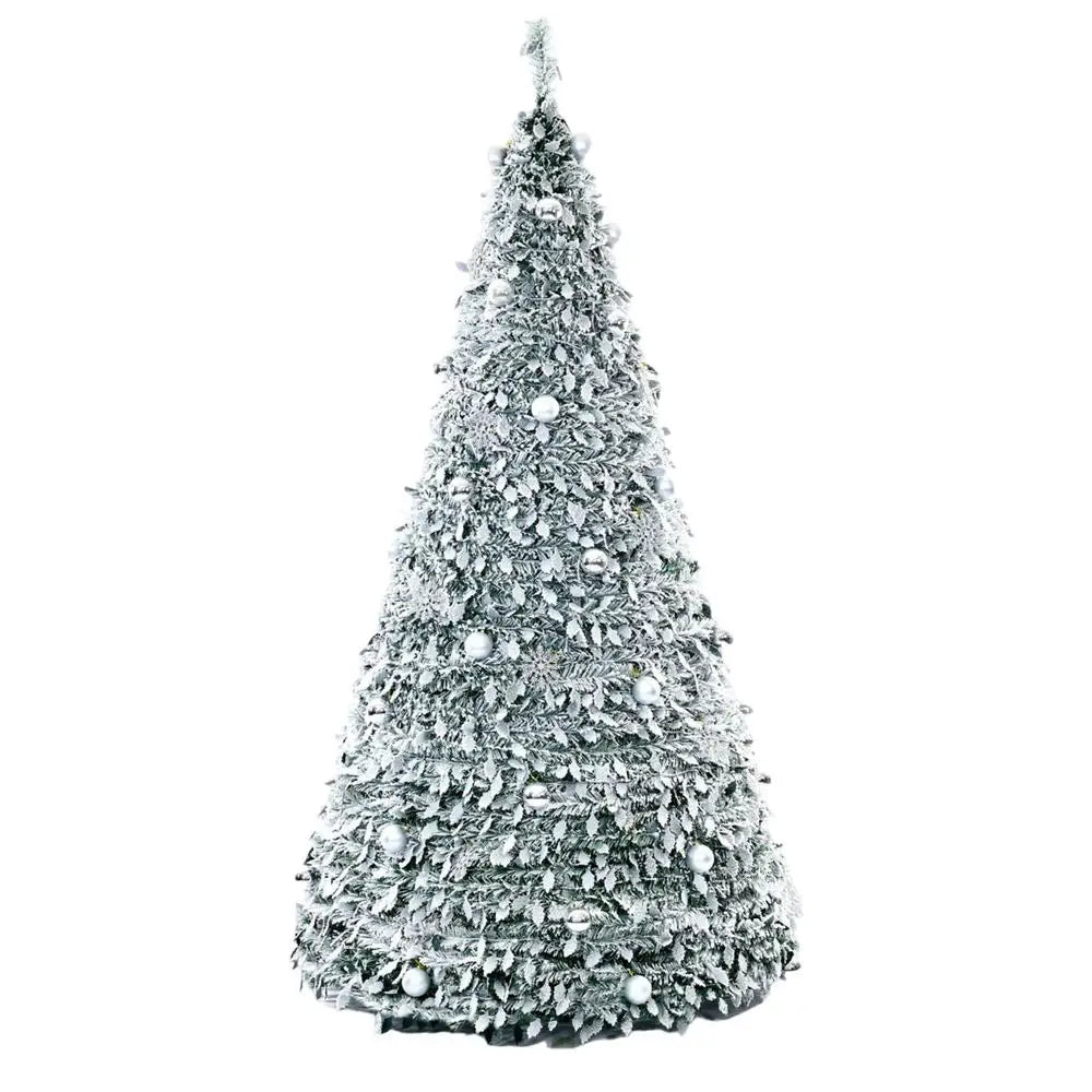 1 8m Pop-up Christmas Tree Foldable Tinsel Flocking Decoration Snow