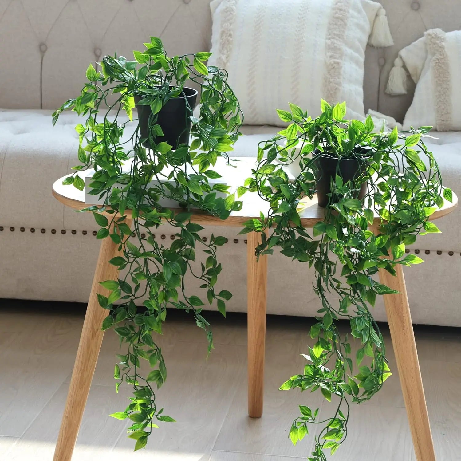 Artificial Hanging Plants Set – String of Pearls, Ivy & Fern
