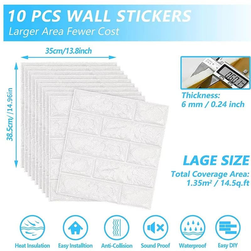 3D Wall Stickers Self-adhesive Wallpaper Anti-collision Soft Bags