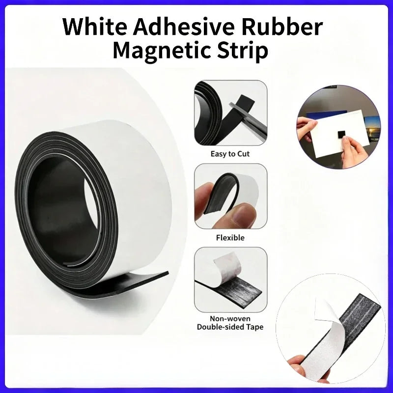 Self-adhesive Magnets Tape Multifunctional Magnetic Tape Rubber Magnetic Strip Fixing Tape Remote Control StorageStickers Zpaxo