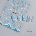 1pc Summer Shell Wave Starfish Nail Stickers Cute Conch Lemon Decorative Stickers DIY Relief Self Adhesive Summer Nail Decals Zpaxo MO-844