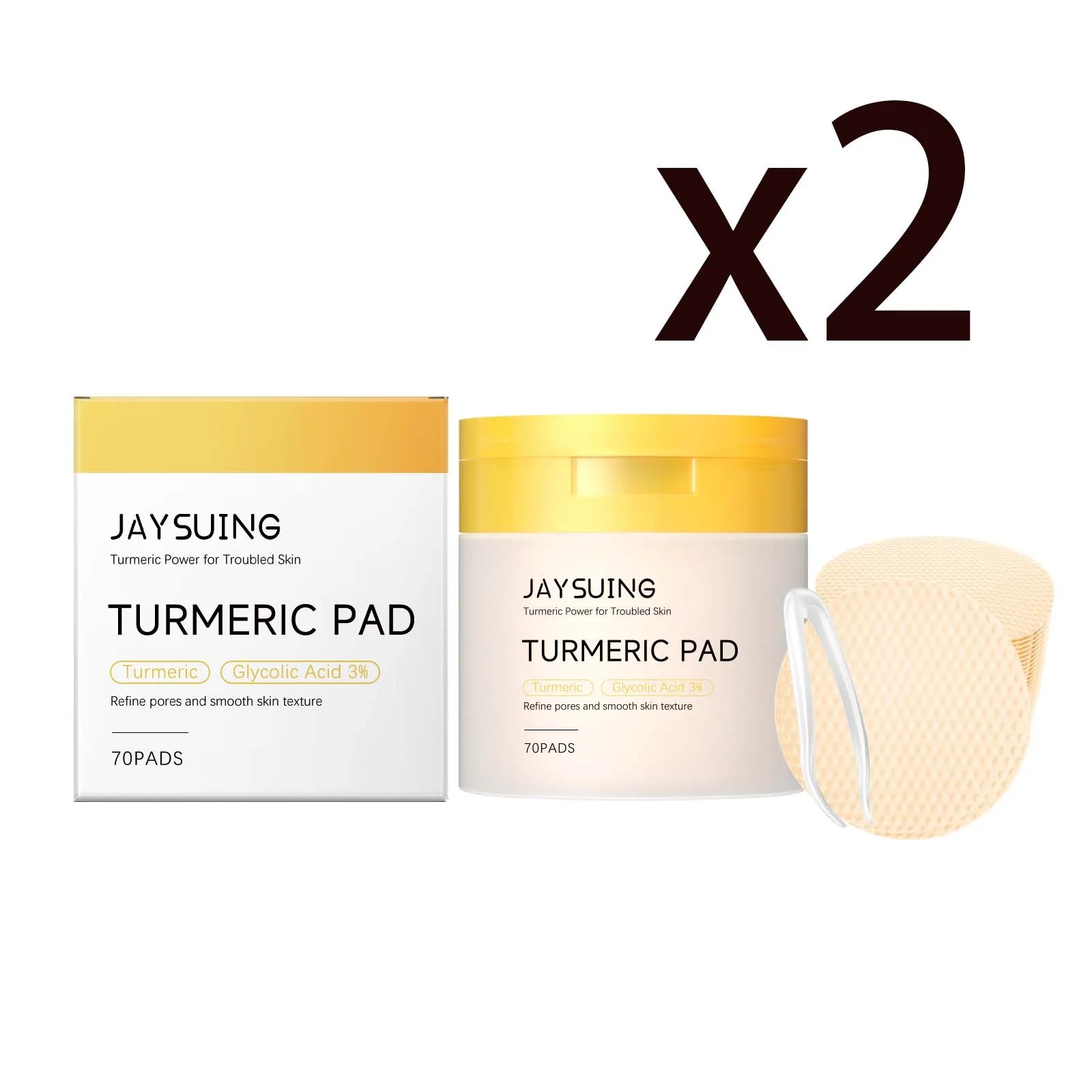 Turmeric Pore Cleaning Cotton Pads – 70 Pads + Tweezers Facial Exfoliating Pads Zpaxo 2x70PADS