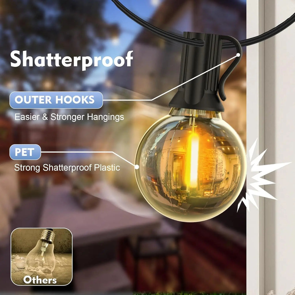 30M 15M 9M G40 LED Globe String Lights Outdoor EU Plug Bright Plastic Zpaxo