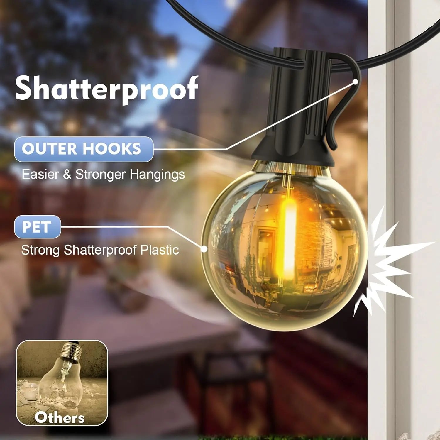 30M 15M 9M G40 LED Globe String Lights Outdoor EU Plug Bright Plastic Zpaxo