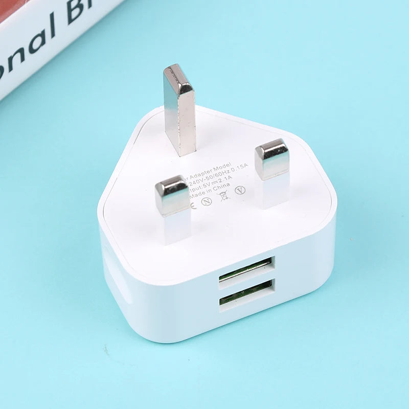UK 3-Pin Dual USB Wall Charger – Fast Charging 5V 2.1A USB Wall Charger Zpaxo