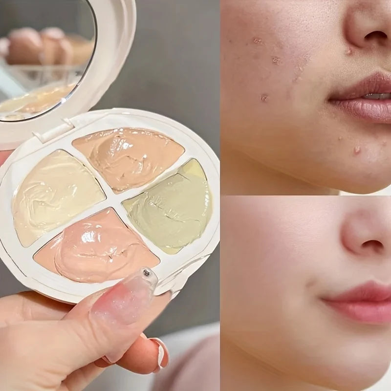 Four-Color Concealer Cream Moisturizing Concealer for Dark Circles,Brightening,Multi-Color Contouring,Foundation Cream Zpaxo