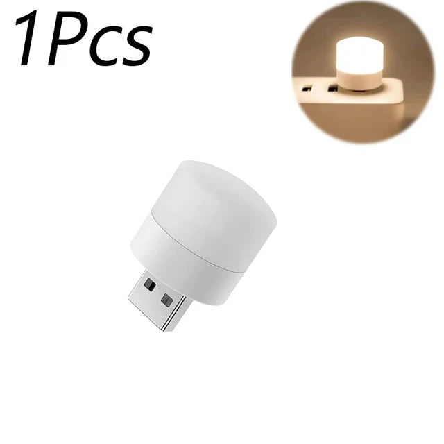Mini USB Night Light Warm White Eye Protection Book Reading Plug Zpaxo 1PCS-Warm