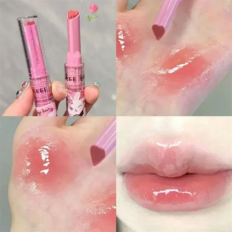 Pink Rabbit Solid Lip Gloss Love Shape Jelly Lipstick Long Lasting