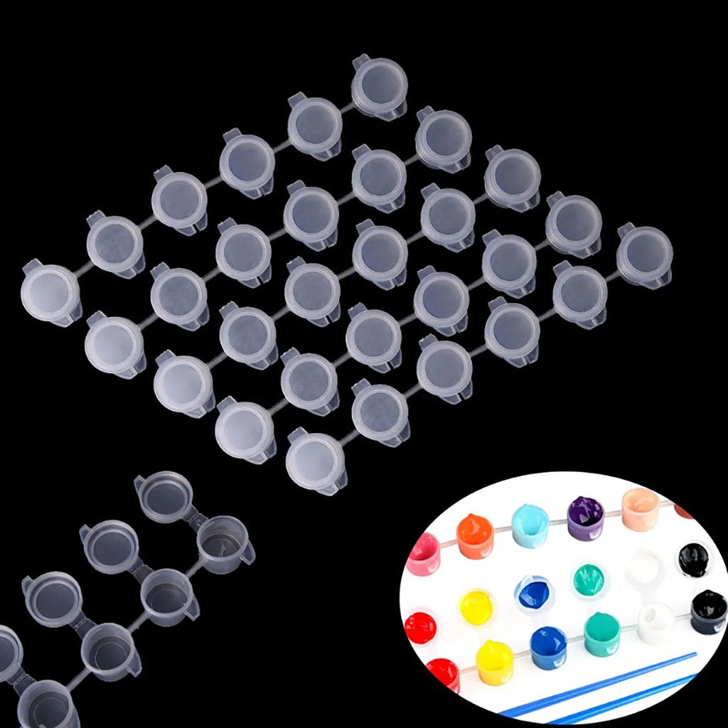 10 Strips 60 Pots Empty Mini Paint Cup Box Plastic Pigment Storage