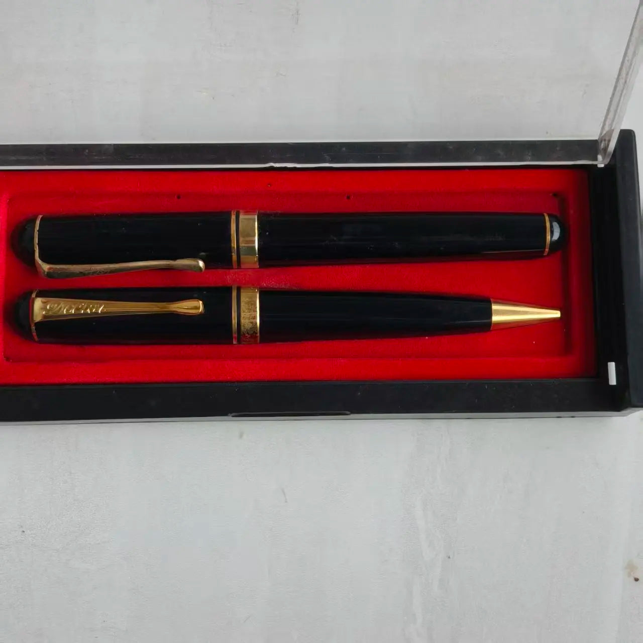 Rare Antique Complete Fountain Pen Set, Smooth Writing Ballpoint Pen, Plastic Barrel Collectible Clearance Sale Zpaxo