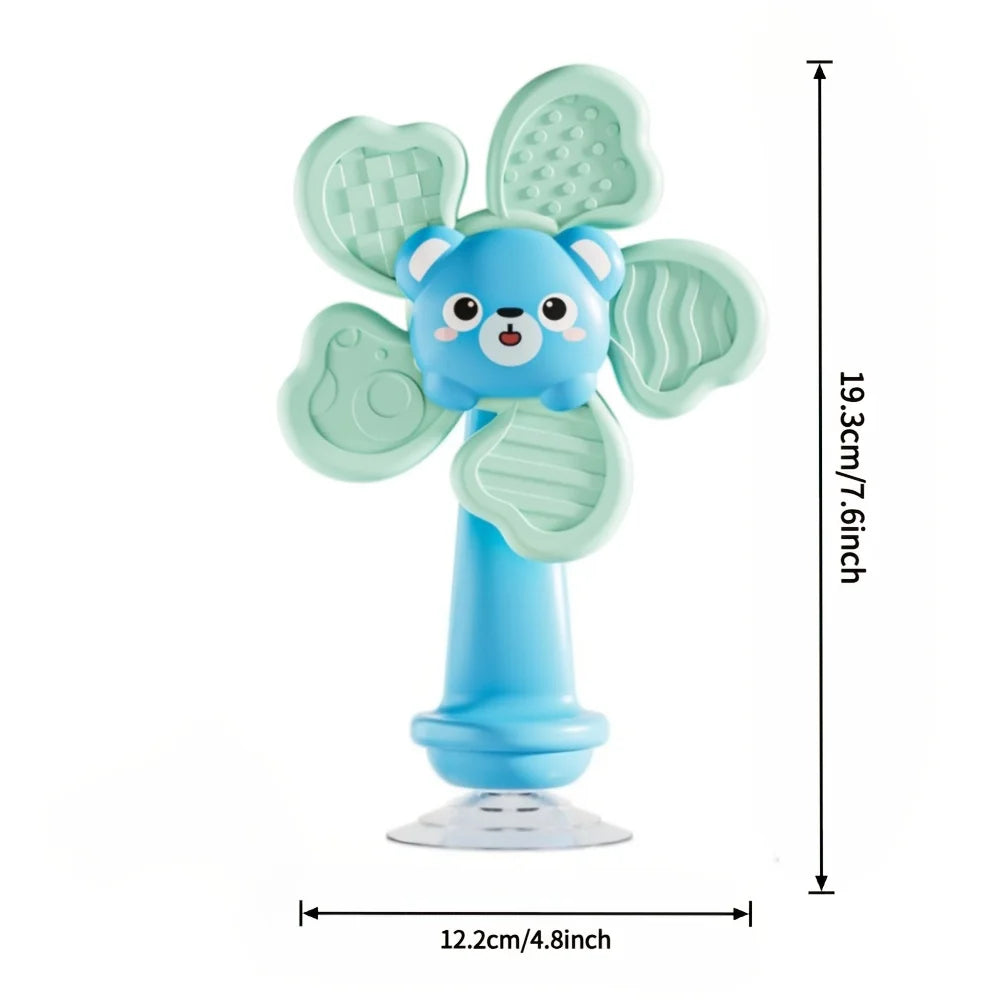 Baby Suction Cup Windmill Toy Manual Rotating Wind- Spinner Bear