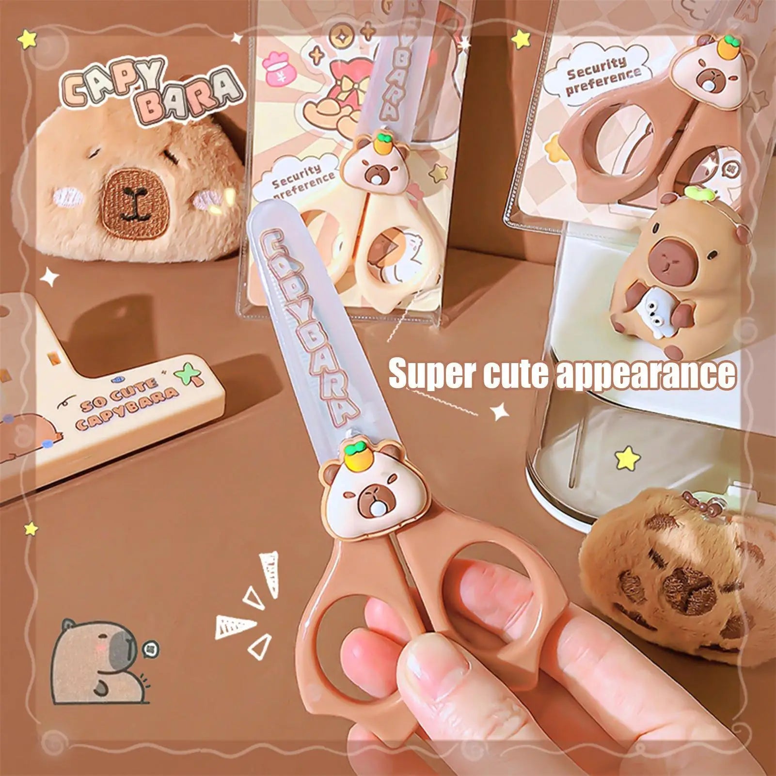 Capybara Kids Safety Scissors – Round Tip & Anti-Slip Handle Kids Safety Scissors Zpaxo