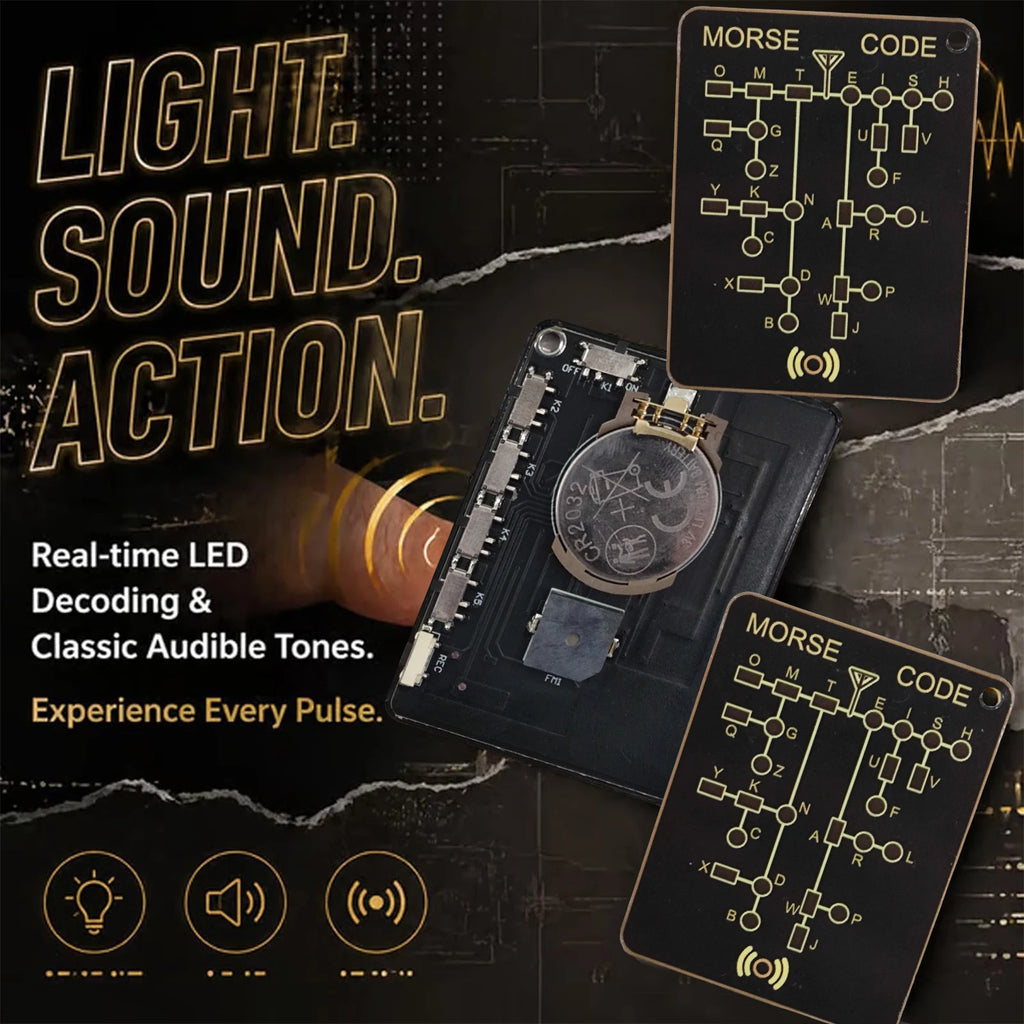 LED Morse Code Trainer Card Pocket-Sized Portable Encryption Practice Device Lightweight Morse Code Practice Trainer for Adult Zpaxo