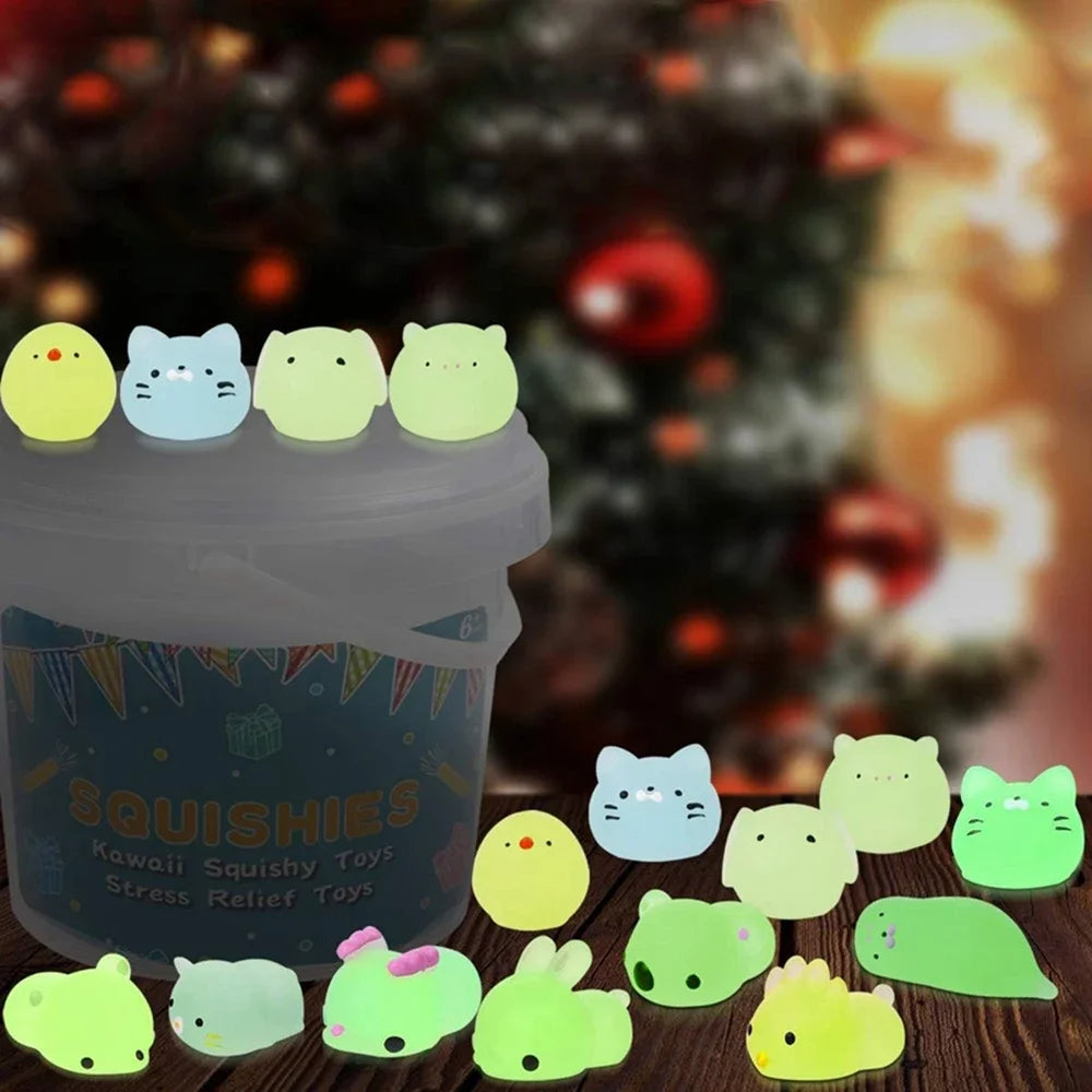 12 Kids Animals Toys Glow Dark Party Favors Stress Relief Squishy