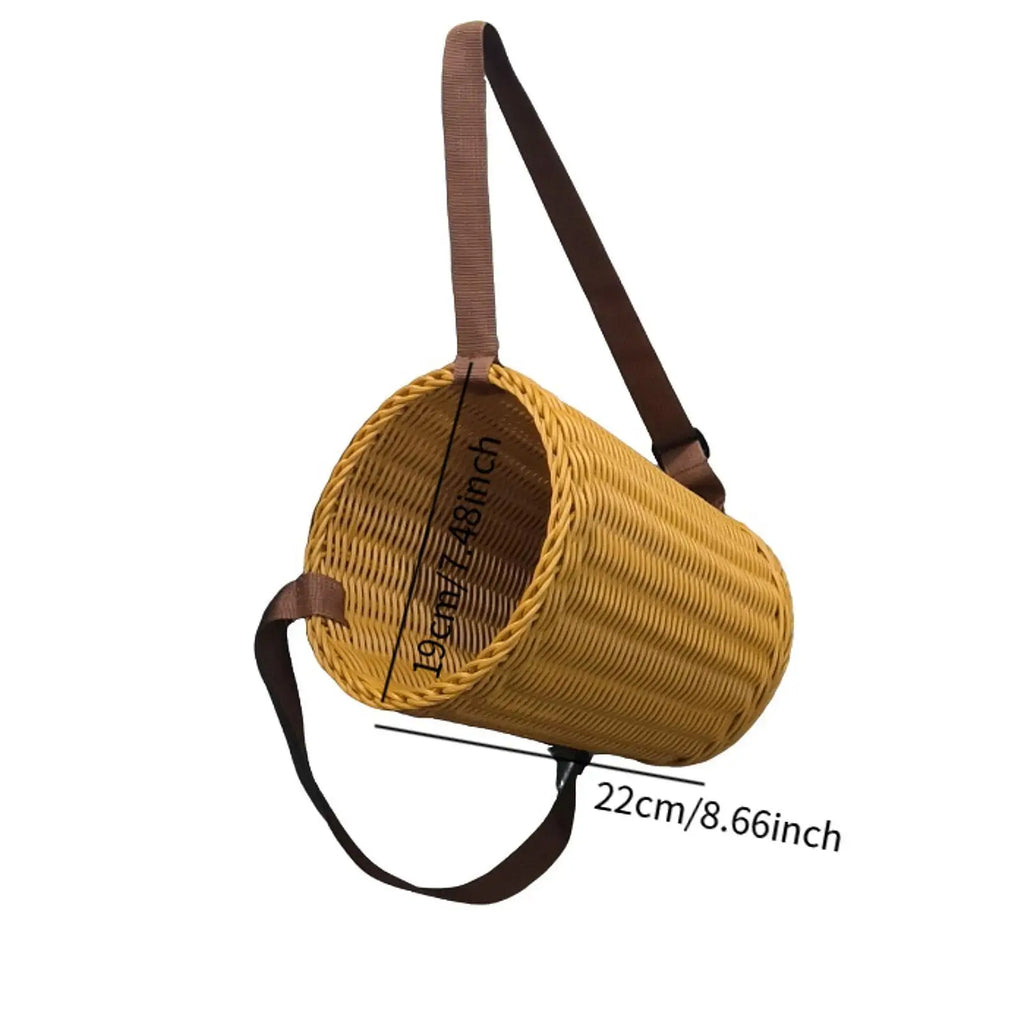 Handcrafted Children Basket with Shoulder Straps Handwoven Fruit Basket for Weekend Camping Harvesting Fruit Vacation Beach Zpaxo