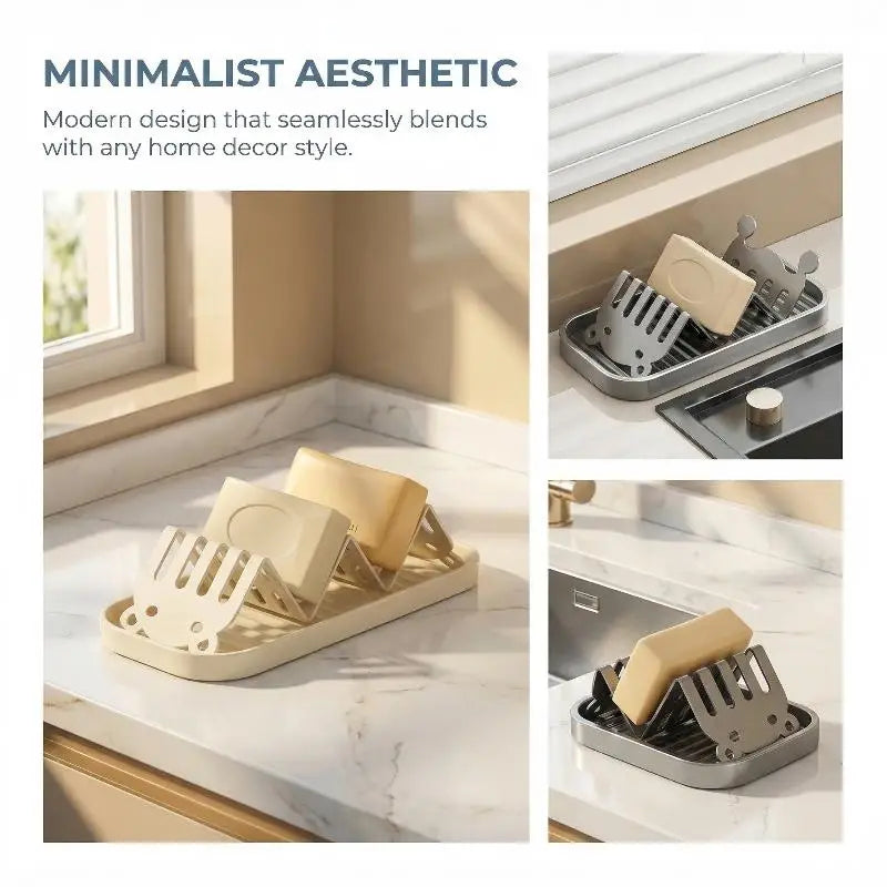 Stainless Steel Soap Dish Ceramic Self Draining Tray Bathroom Storage Zpaxo