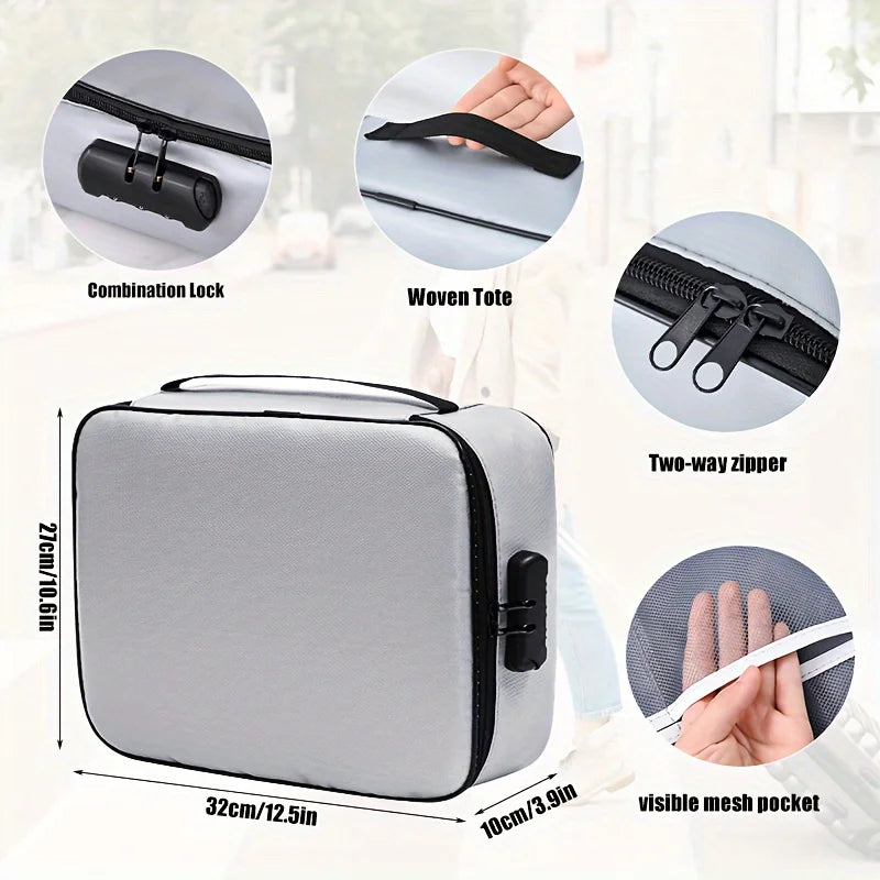 Document Organizer Bag Secure Locking ID Holder Travel Storage Box