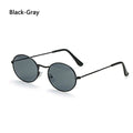 Vintage Fashion UV400 Small Frame Steampunk Men's Shades Sun Glasses Gradient Mirror Glasses Oval Sunglasses Zpaxo Black-Gray