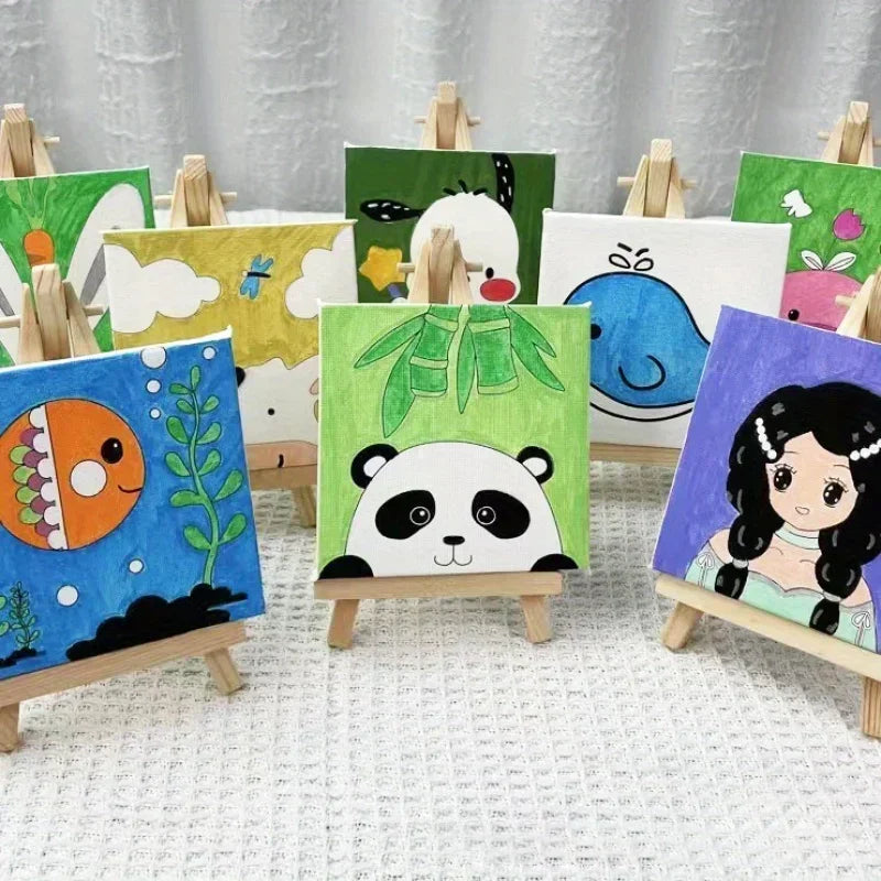 Complete Canvas Painting Kit for Kids – Includes Art Tools, Pre-Sketched Canvases & Mini Wooden Easels (Ideal Children's DayGift Zpaxo