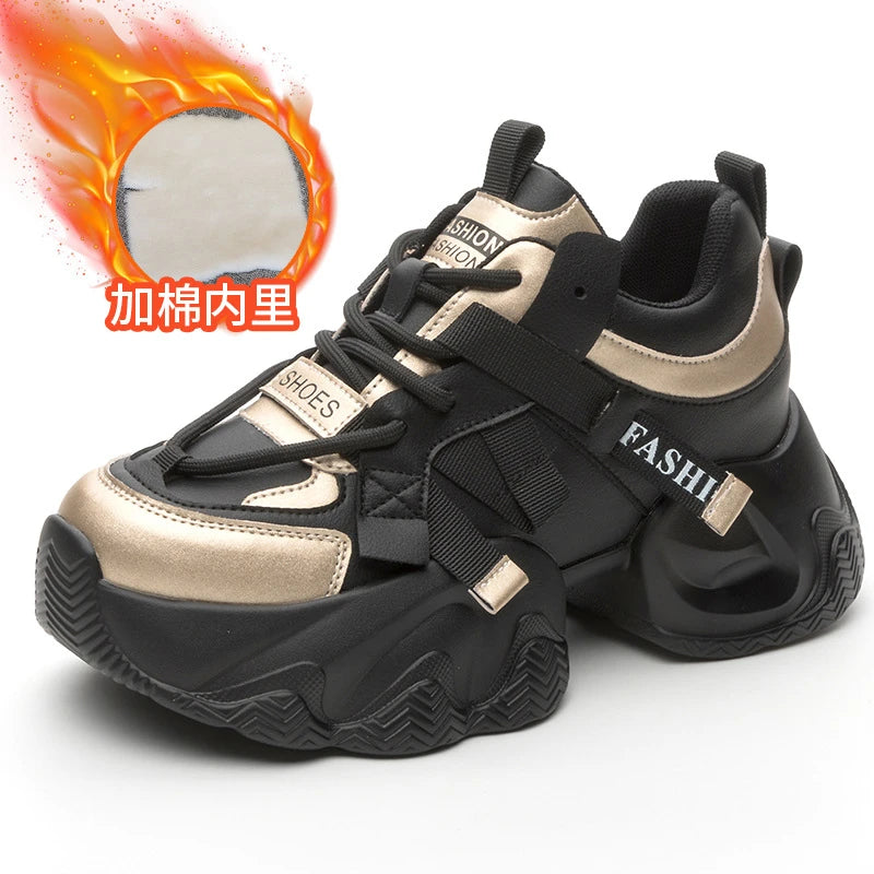 Womens Platform Chunky Sneakers Multiple Colors Hidden Heel Lift Lace Zpaxo Black Velvet 38 China Mainland