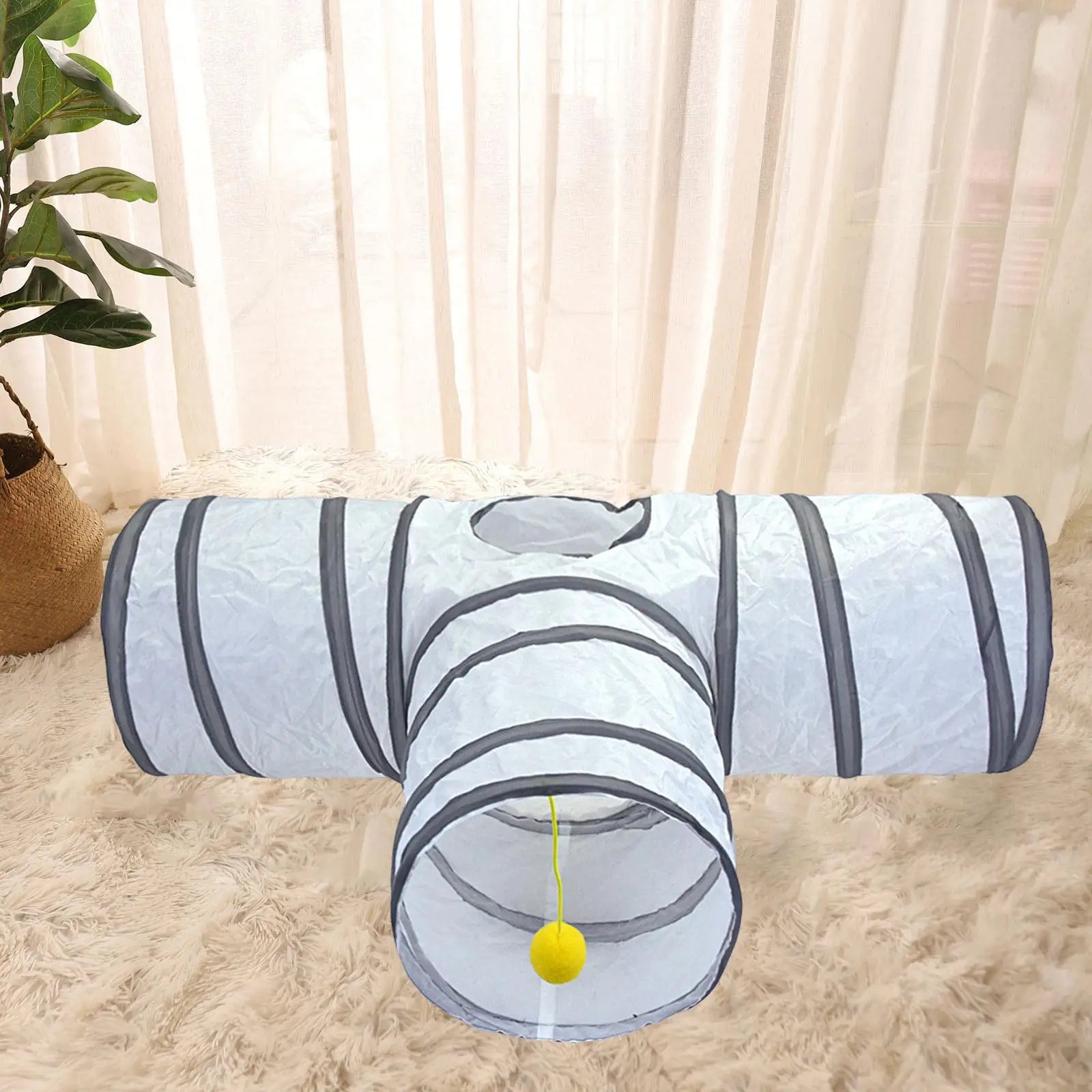 Collapsible Cat Tunnel Tube T Shape Agility Play Durable Scratch Resistant Kitty Toys for Rabbit Bunny Cats Ferrets Training Zpaxo