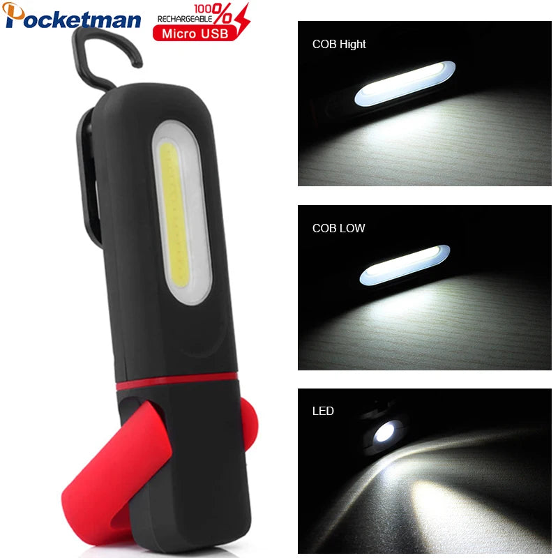COB LED Work Light – 3 Modes, Magnetic & Rechargeable Torch