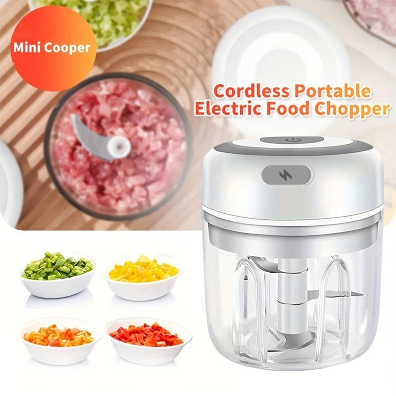 250/100ML Garlic Mincer USB Charging Powerful Mini Electric Garlic Chopper Portable Garlic Crusher Kitchen Food Chopper Unisex Zpaxo
