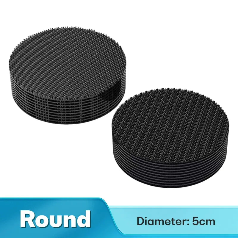 Double Sided Carpet Fixing Stickers High Adhesive Home Car Floor Mats Foot Mats Fixed Patches Anti Skid Grip Tapes Zpaxo Round 40pairs 80PCS