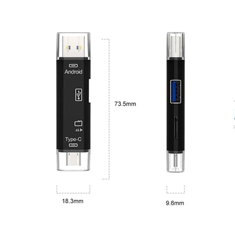 5 In 1 USB Type C Card Reader High Speed Data Transfer TF SD Memory Reading For Phone Tablet Laptop PC Office Travel Data Tool Zpaxo
