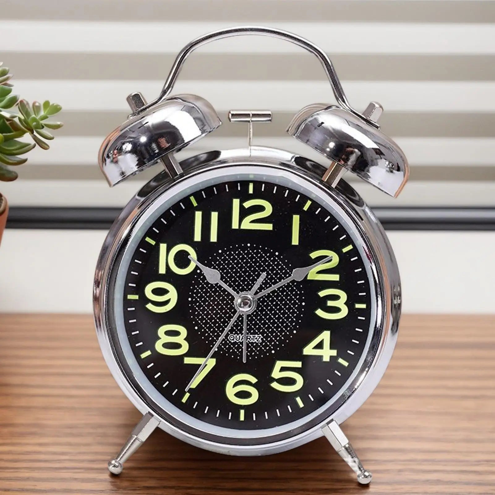 Bell Alarm Clock Retro Alarm Clock Glow-in-The-Dark 3 Inch Quiet Timer Watch for Seniors Sleepers Bed Desk Room Travel Bedroom Zpaxo