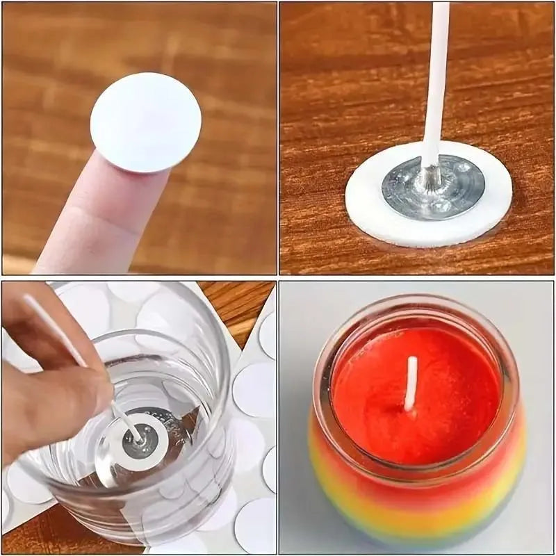 Candle Making Kit: 50pcs Ply Wicks, 100pcs Candle Wick Stickers & 5 Wooden Candle Wick Holders for Soy And Beeswax Candles Zpaxo