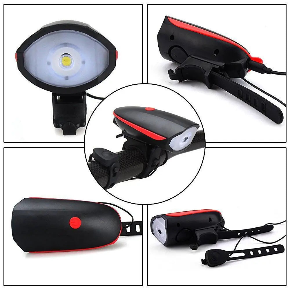 Bicycle Lights USB Charging Outdoor Night Riding Strong Light Flashlight Bicycle Accessories Headlights Bicycle Horn Headlights Zpaxo