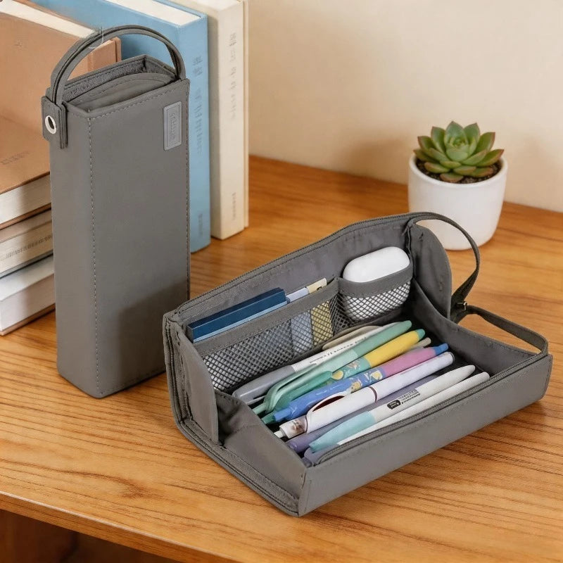 Mega Pencil Case 20+ Slots Mesh Pockets Rigid Non-bend Design 90