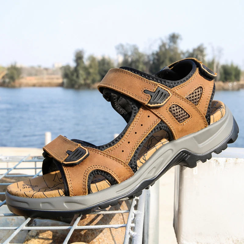 Summer Men Sandals Leather Mens Casual Shoes Outdoor Beach Roman Zpaxo 3361 42