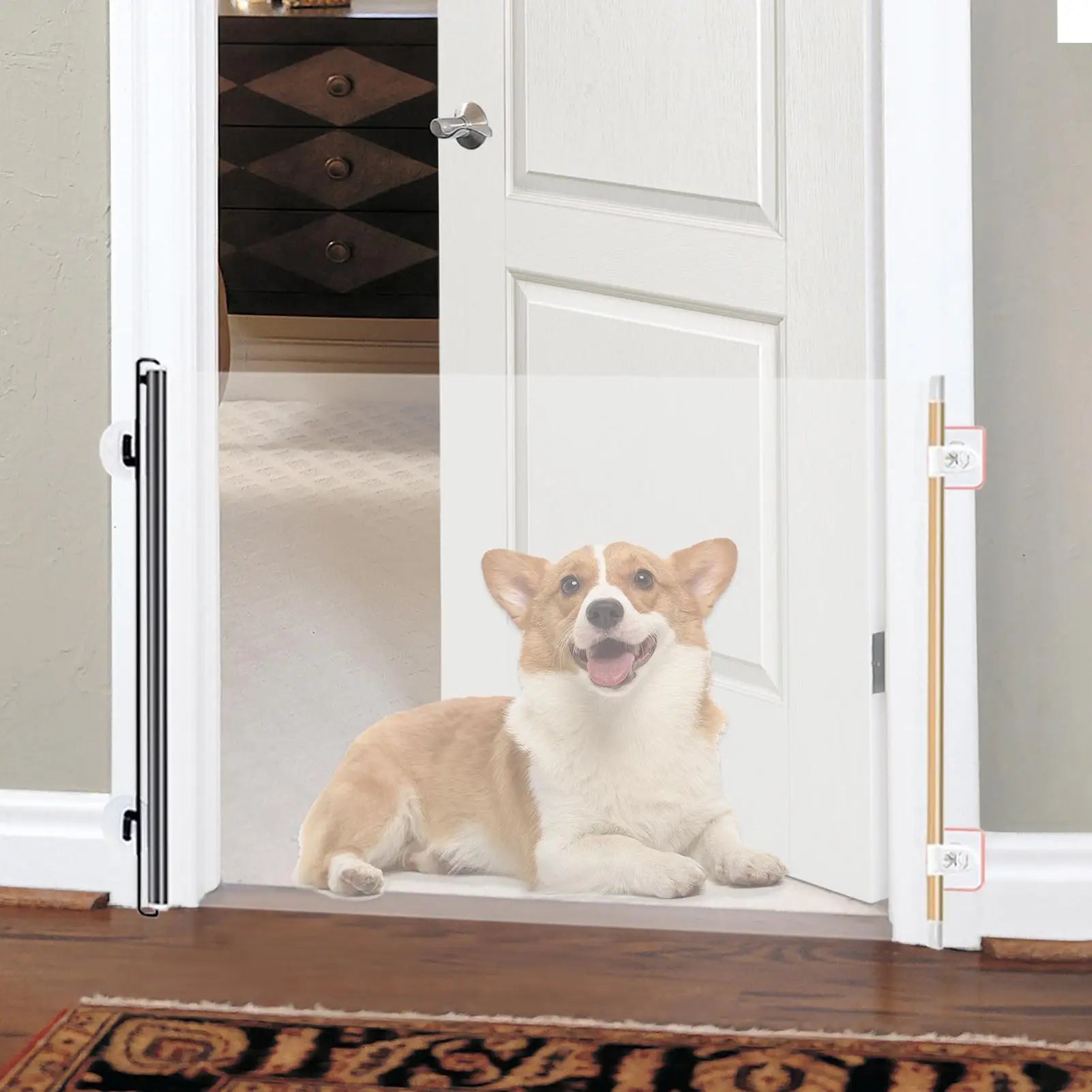 Retractable Dog Gate Portable Gates Dogs Expandable Folding Barrier
